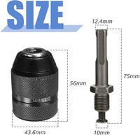 Mesee SDS Plus Tokmány Adapter 13mm - Kulcs Nélküli Fúrótokmány 1/2-20UNF Menettel - Professzionális Gyorscserélő Fúrógép Kiegészítő 2