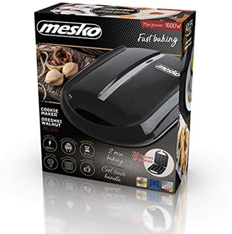 Mesko MS3041 Diós Gofrisütő 1600W Antilengő Bevonattal 24 Darabos