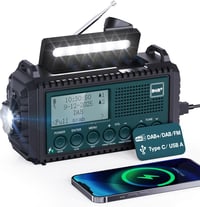 Mesqool DAB+/FM vészhelyzeti rádió – 5000 mAh, napelemes, kézi tekerős, elemlámpa, USB power bank 1
