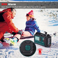 Mesqool DAB+/FM vészhelyzeti rádió – 5000 mAh, napelemes, kézi tekerős, elemlámpa, USB power bank 7