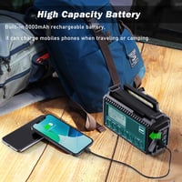 Mesqool DAB+/FM vészhelyzeti rádió – 5000 mAh, napelemes, kézi tekerős, elemlámpa, USB power bank 5