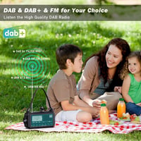 Mesqool DAB+/FM vészhelyzeti rádió – 5000 mAh, napelemes, kézi tekerős, elemlámpa, USB power bank 4