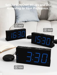 Mesqool Extra Hangos Ébresztőóra Vibrációs Funkcióval, Mély Alvók és Hallássérültek Számára - Blue 6