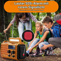 Núdzové solárne rádio Mesqool s ručnou kľukou, AM/FM/SW, 5000 mAh powerbanka, USB nabíjačka, LED baterka, lampa na čítanie, SOS alarm, kompas na kempovanie 6