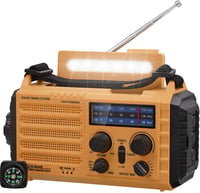 Núdzové solárne rádio Mesqool s ručnou kľukou, AM/FM/SW, 5000 mAh powerbanka, USB nabíjačka, LED baterka, lampa na čítanie, SOS alarm, kompas na kempovanie 1