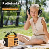 Núdzové solárne rádio Mesqool s ručnou kľukou, AM/FM/SW, 5000 mAh powerbanka, USB nabíjačka, LED baterka, lampa na čítanie, SOS alarm, kompas na kempovanie 5