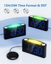 Mesqool Vibrációs Ébresztőóra 7 Színű Éjszakai Fénnyel, Nagy LED Kijelző, USB-C Töltés, Hangerő Szabályozás, Mély Alvók Számára 6