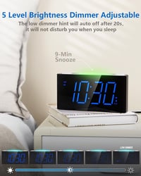 Mesqool Vibrációs Ébresztőóra 7 Színű Éjszakai Fénnyel, Nagy LED Kijelző, USB-C Töltés, Hangerő Szabályozás, Mély Alvók Számára 3