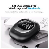 Ceas deșteptător cu vibrații Mesqool pentru somn profund, reîncărcabil, alarmă sonoră, alarmă dublă pentru zilele săptămânii/weekend, poate fi plasat sub pernă, ceas de voiaj portabil 4