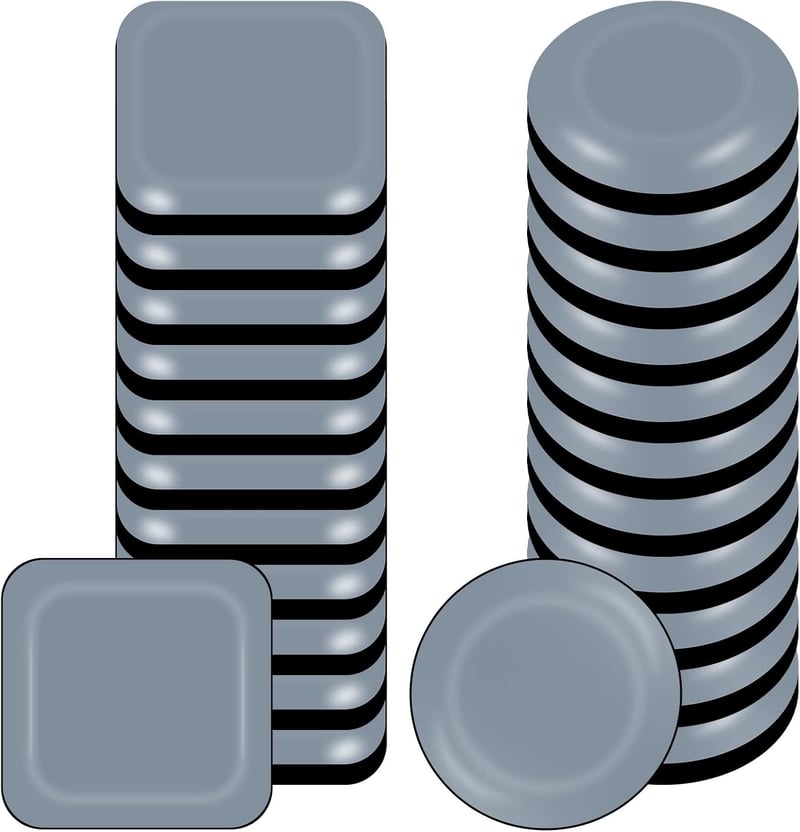 metagio Bútoralátét Készlet - 24 db PTFE Teflon Öntapadós Bútorvédő Csúsztatók Nehéz Bútorokhoz - Négyzet és Kerek Forma - Parketta és Lamin