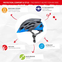 meteor Marven Kerékpáros Sisak Férfi Női Gyerek MTB Roller Downhill Inline Gördeszkázás - M (55-58cm), grey / blue 2