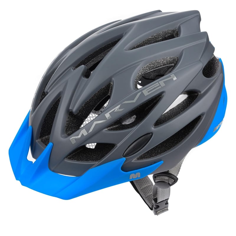 meteor Marven Kerékpáros Sisak Férfi Női Gyerek MTB Roller Downhill Inline Gördeszkázás - M (55-58cm), grey / blue