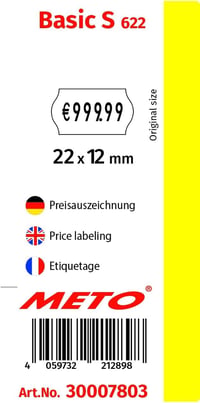 Sada etiketovacích klieští Meto Original Basic S, 1-riadkové, 6-miestne, 22 x 12 mm 10