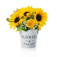 Floarea-soarelui artificială METODIM în ghiveci, plantă decorativă pentru interior și exterior, decorațiune de masă pentru living, balcon, dormitor sau nuntă 1