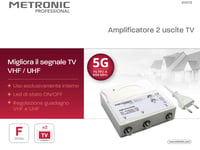 Metronic 414113 LTE interiérový TV zosilňovač a rozbočovač, 1 vstup / 2 výstupy - biely 2