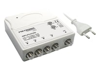 Metronic 414114 TV anténny zosilňovač VHF/UHF digitálny terestriálny s LTE filtrom, VHF 20 dB UHF 28 dB, 1 vstup 4 výstupy, vnútorný, biely 1