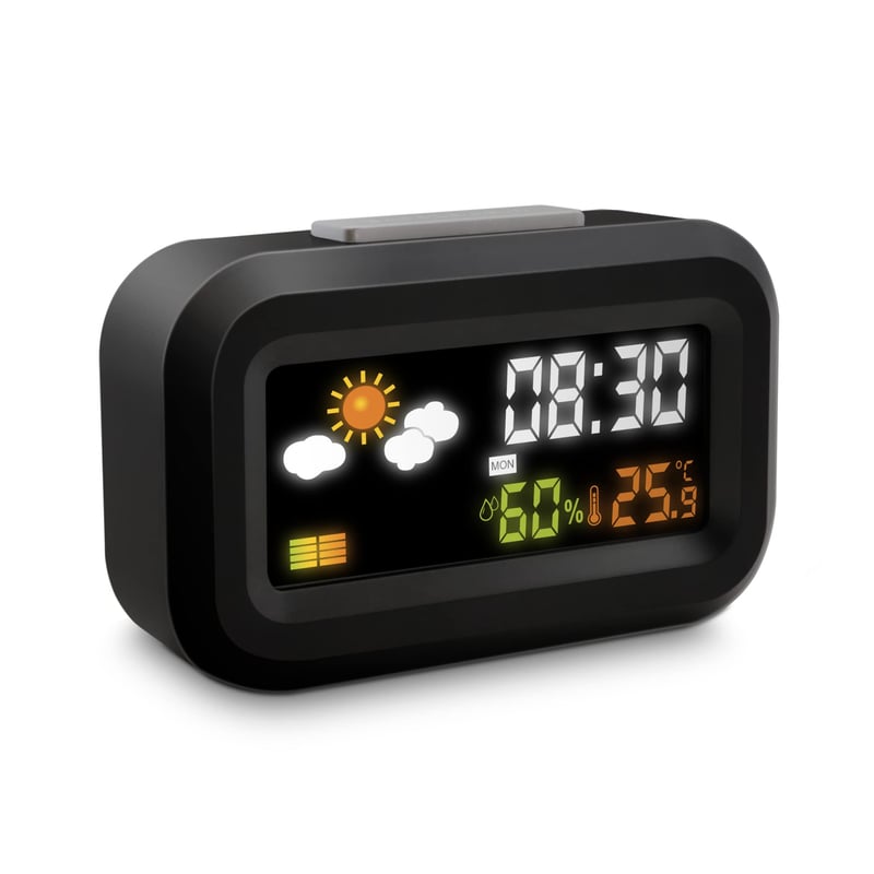 Metronic 477340 digitális utazási ébresztőóra, LCD kijelző, hőmérséklet- és páratartalom-mérő