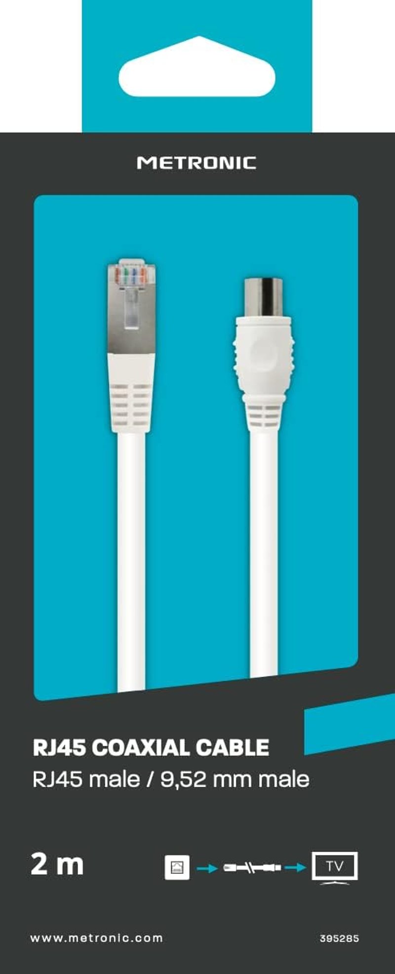 Metronic RJ45/TV koaxiális kábel 2m - 9.52mm csatlakozó
