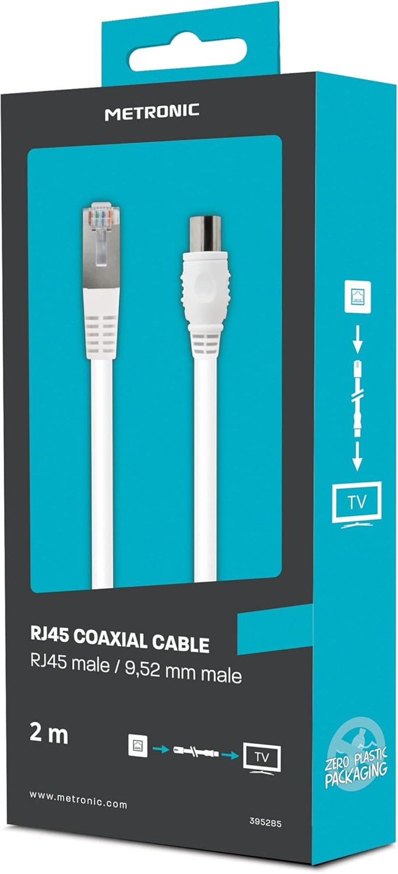 Metronic RJ45/TV koaxiális kábel 2m - 9.52mm csatlakozó