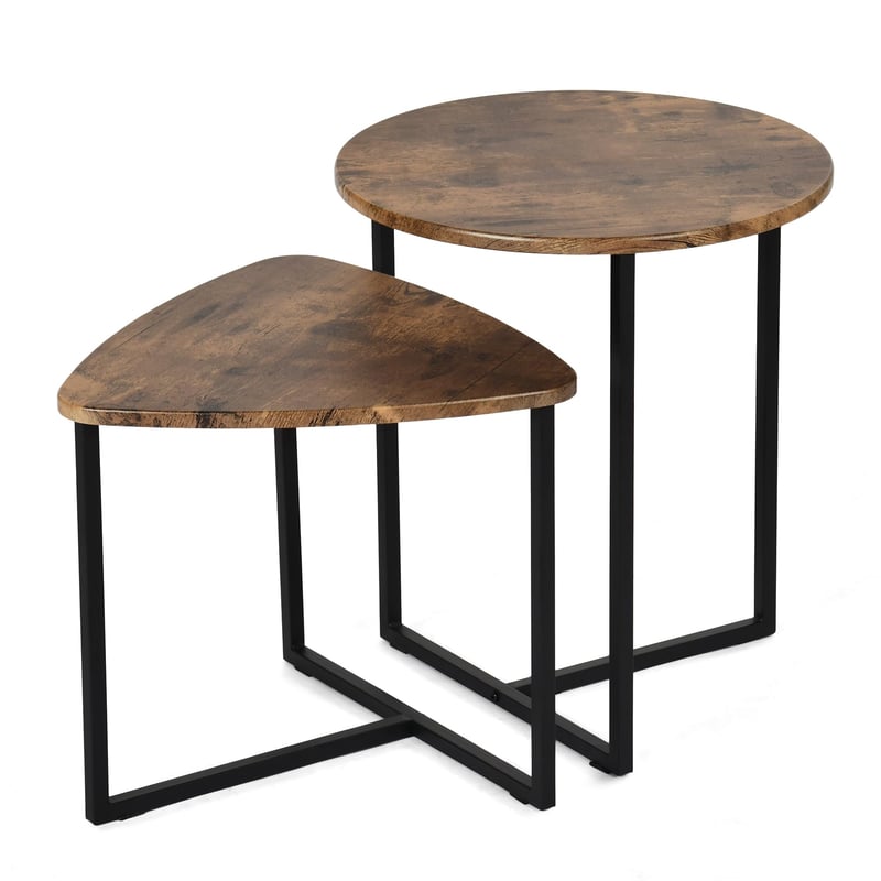 Meuble Cosy set stolića za kavu, 2 komada, industrijski stil, drvo i metal, smeđi