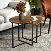 Meuble Cosy set stolića za kavu, 2 komada, industrijski stil, drvo i metal, smeđi 2