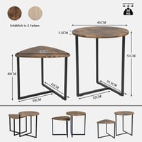 Meuble Cosy set stolića za kavu, 2 komada, industrijski stil, drvo i metal, smeđi 3