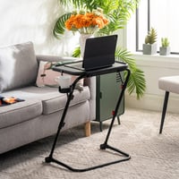 MEUBLE COSY Skladací stolík na notebook, výškovo nastaviteľný bočný stolík, so sklápacou doskou, bez nutnosti montáže, k pohovke a posteli, čierny 2