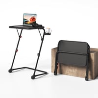 MEUBLE COSY Skladací stolík na notebook, výškovo nastaviteľný bočný stolík, so sklápacou doskou, bez nutnosti montáže, k pohovke a posteli, čierny 1