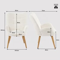 Škandinávske kreslo MEUBLE COSY s kovovými nohami v imitácii dreva, hrubým sedacím vankúšom, podrúčkami, v bielej bouclé látke, béžová farba, do obývačky 3