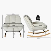 MEUBLE COSY Škandinávske hojdacie kreslo s menčestrovým čalúnením, kreslo na kojenie s nohami z kaučukového dreva, do obývačky a spálne, max. 120 kg, béžové 2