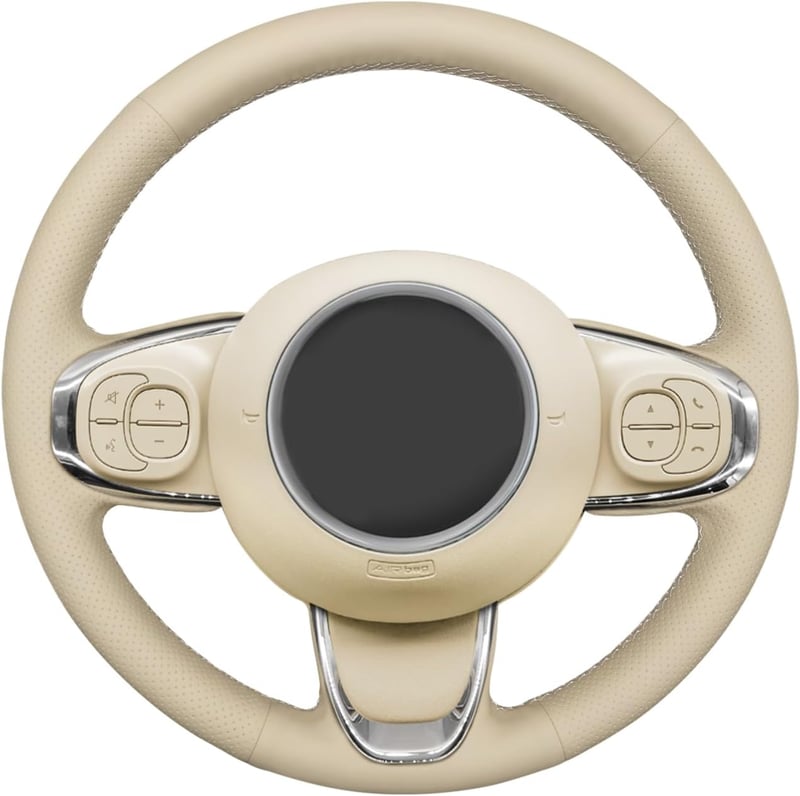 MEWANT BÉZS Fiat 500 500C kormányvédő mikroszálas műbőr, kézi varrással, kormányszegély huzat autóhoz