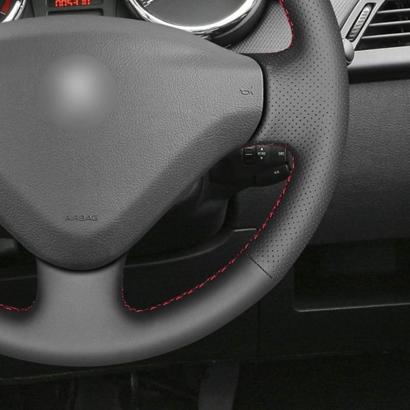 MEWANT fekete kormányvédő piros varrással Peugeot 206 207 207CC 207SW Citroen Berlingo Jumpy Scudo Expert Partner Tepee számára