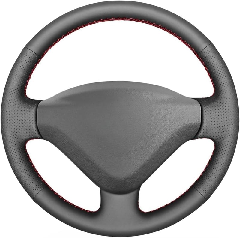 MEWANT fekete kormányvédő piros varrással Peugeot 206 207 207CC 207SW Citroen Berlingo Jumpy Scudo Expert Partner Tepee számára