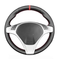 Ručne šitý poťah na volant MEWANT pre Alfa Romeo Giulietta / MiTo – čierna umelá koža s červeným prešívaním 1