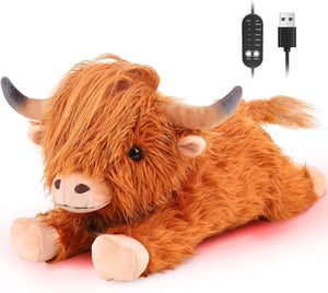 Pătură electrică încălzită MewMix cu model de văcuță Highland, cu USB și oprire automată, pernă încălzită pentru gât, spate și umeri, cadou de Crăciun