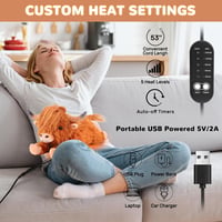 Pătură electrică încălzită MewMix cu model de văcuță Highland, cu USB și oprire automată, pernă încălzită pentru gât, spate și umeri, cadou de Crăciun 5