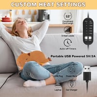 Pătură electrică portabilă MewMix cu design de capibara, pernă încălzită prin USB cu oprire automată pentru gât, spate, umeri și abdomen, ideală pentru fete în perioada menstruației 5