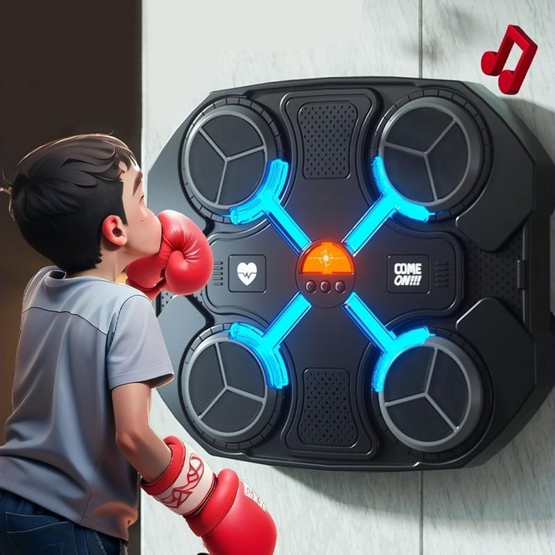 MeYuxg Bluetooth zenei boxoló gép fali tartóval, boksz kesztyűkkel, zenés ütőgép felnőtteknek és gyerekeknek, LED fények