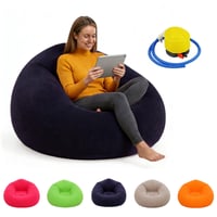 Fotoliu Puf Inflabil MeYuxg cu Pompă, Fotoliu Inflabil, Super Moale, Lavabil, Canapea cu Pernă de Aer, Pat de Camping Portabil pentru Grădină, Plajă, Interior, Exterior, Albastru 1