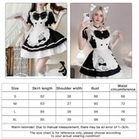 MeYuxg Kostým francúzskej chyžnej s roztomilým mačacím vzorom, čierno-bielou zásterou, čelenkou a mašľou, na Halloween, karnevalovú párty, veľkosť M 2