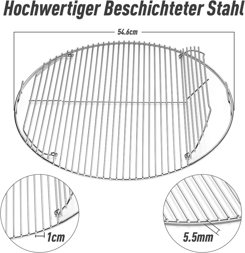 MGiessca 54,6 cm kerek grillrács Weber 57 cm széngrillhez, összecsukható grillrácscsere - 7436 cooking grate