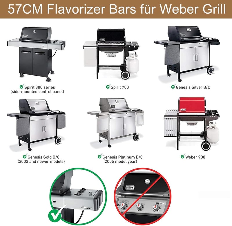 MGiessca 57 cm Flavorizer Bars Weber Spirit gázgrill aroma sín csere - 57x 5,7 x 6CM