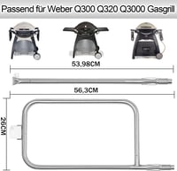 MGiessca Rozsdamentes Acél Égőcső Weber Q300, Q320, Q3000, Q3200 Gázgrillekhez - Égőfej Csere Készlet 404341 57060001 Modellekhez 3