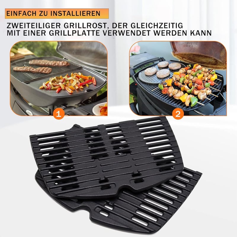 MGiessca Weber Q300 Q320 Q3000 grillrács szett, 45x32 cm öntöttvas grillrács csere alkatrész
