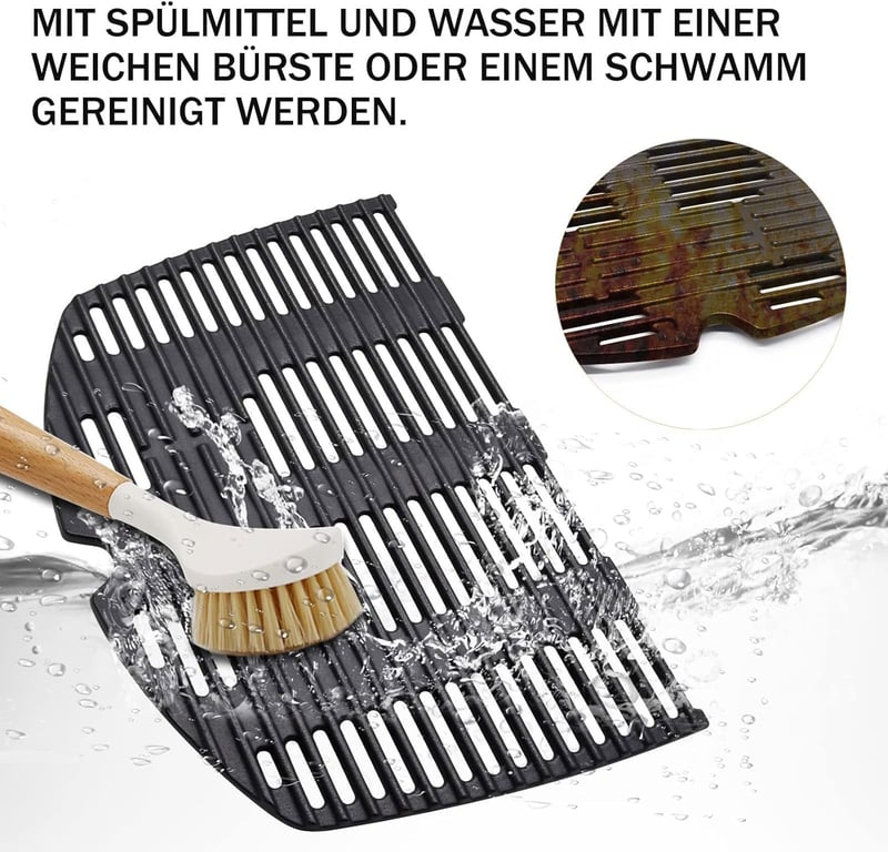 MGiessca Weber Q300 Q320 Q3000 grillrács szett, 45x32 cm öntöttvas grillrács csere alkatrész