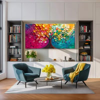 MHARTK66 Farebný obraz na plátne Strom života 50x100 cm, XXL nástenná dekorácia do obývačky, spálne, jedálne, moderný abstraktný obraz stromu, umelecká tlač 5
