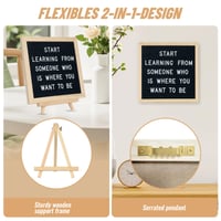 Panou cu litere MHYMX 25x25 cm, tablă de afișaj neagră din pâslă și lemn cu suport și 400 de litere pentru bucătărie, birou, decor de nuntă 5