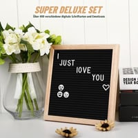Panou cu litere MHYMX 25x25 cm, tablă de afișaj neagră din pâslă și lemn cu suport și 400 de litere pentru bucătărie, birou, decor de nuntă 6