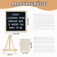 Panou cu litere MHYMX 25x25 cm, tablă de afișaj neagră din pâslă și lemn cu suport și 400 de litere pentru bucătărie, birou, decor de nuntă 2