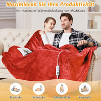 Elektrická vyhrievaná deka Mia&Coco, 200x180 cm, 10 stupňov ohrevu, flanel – červená 5